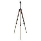 Base en bois pour lampe sur pied avec abat-jour en tissu noir, hauteur 165 cm
