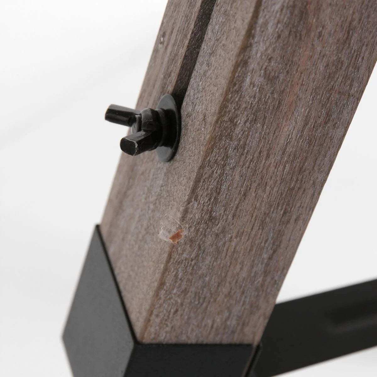 Lampe sur pied trépied en bois et métal avec abat-jour bambou noir, H170 cm