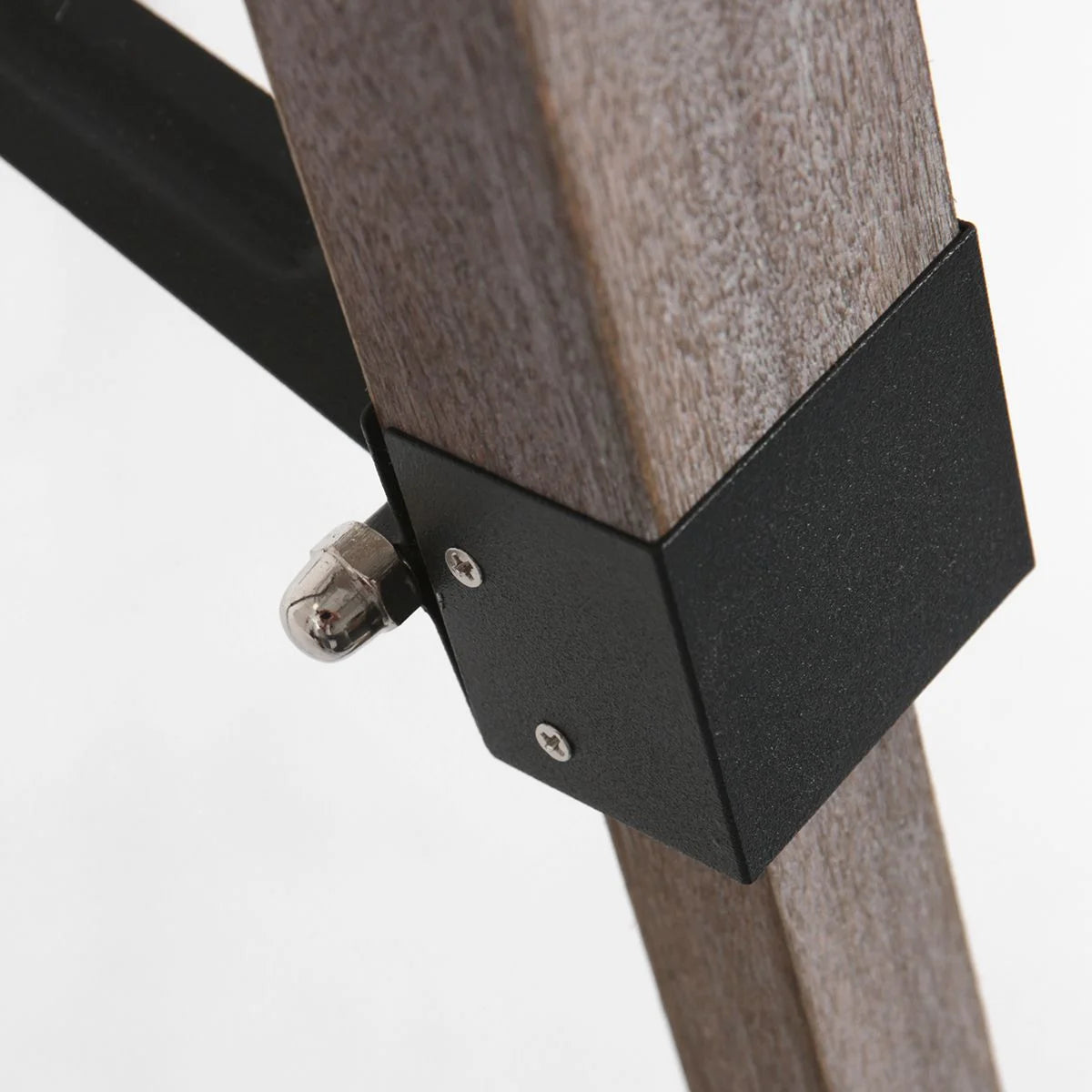 Pièce de support en bois avec bracket en métal noir pour lampe sur pied H170 cm