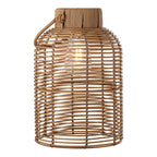 Lampe solaire en rotin marron ajouré avec anse, H30,5 cm