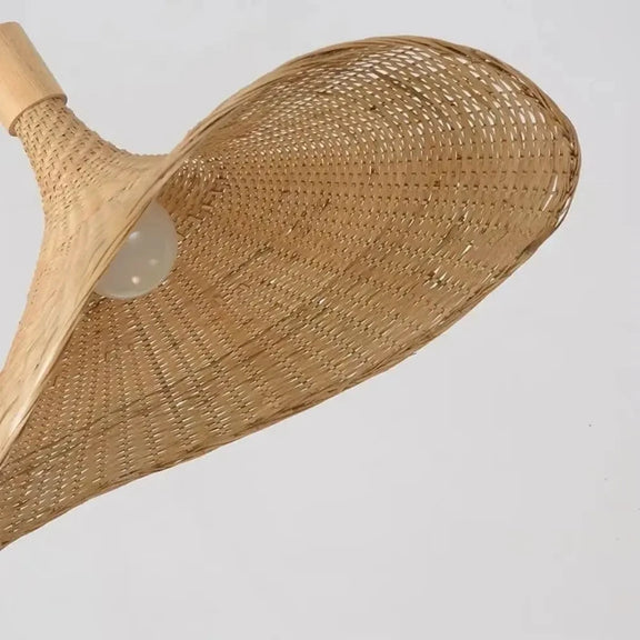 Détails du tissage de la lampe suspendue en bambou