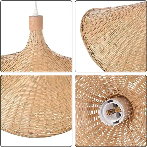 Détails du montage de la lampe suspendue en bambou
