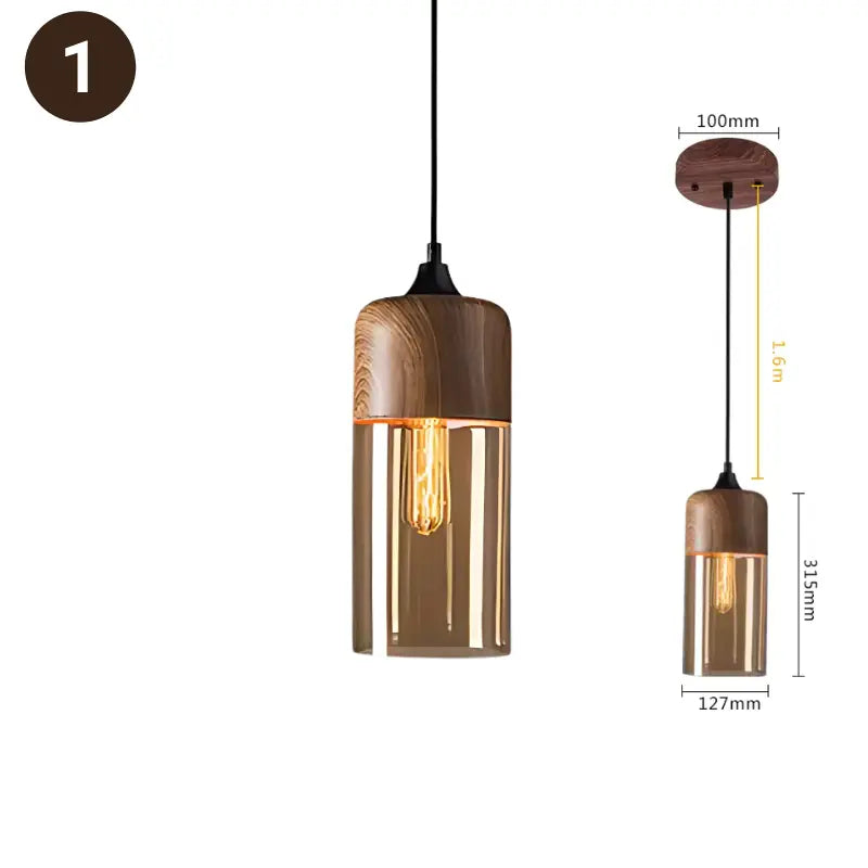 Lampe suspension bois variante 1