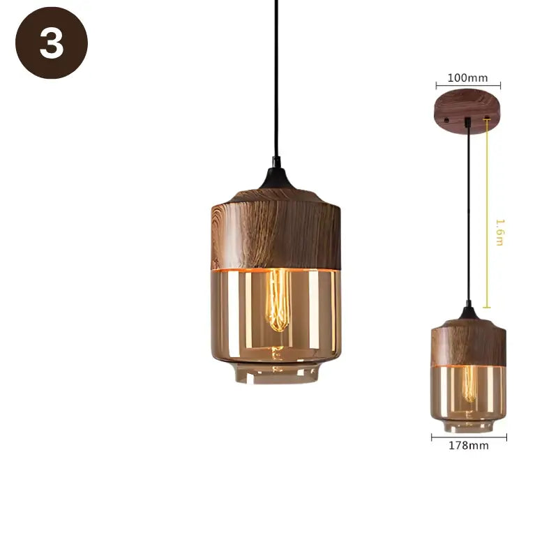 Lampe suspension bois variante 2