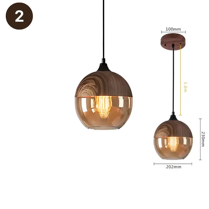 Lampe suspension bois variante 3