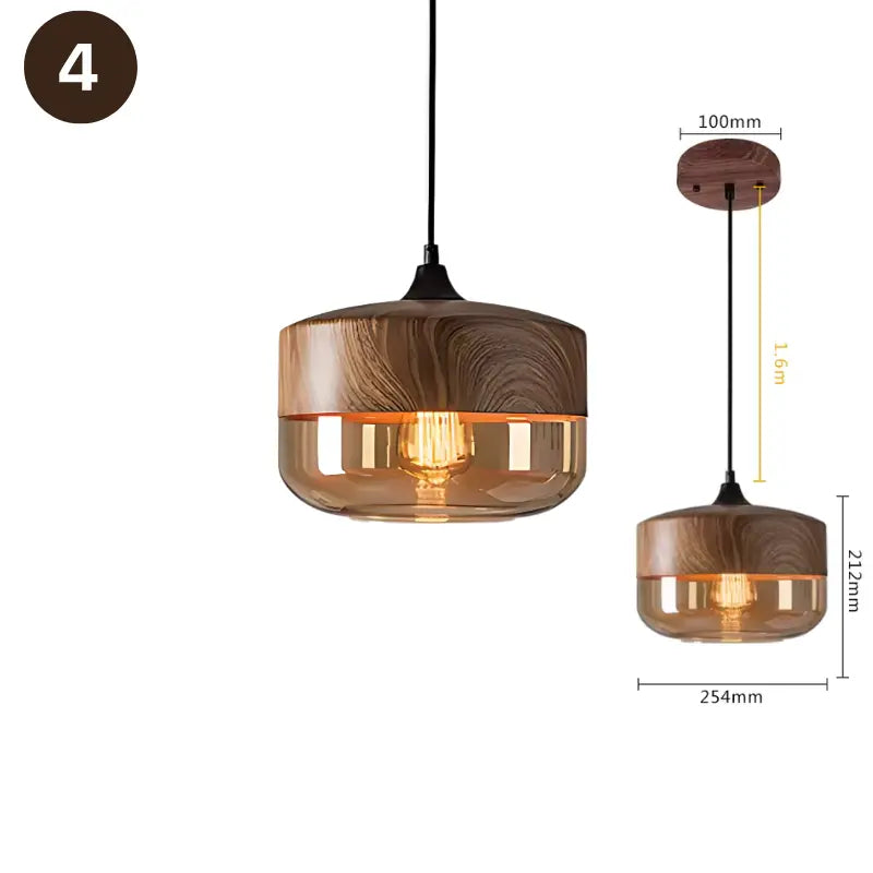 Lampe suspension bois variante 4