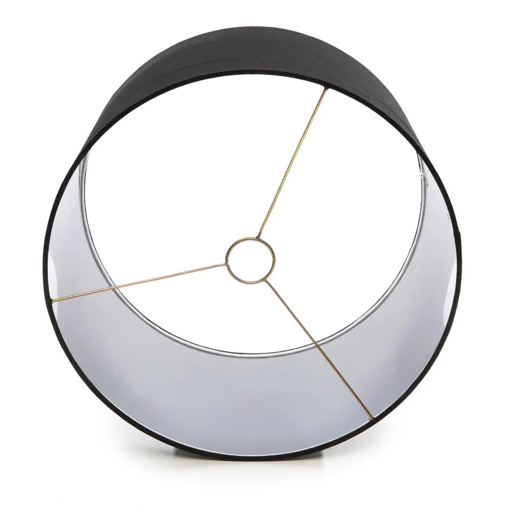 Abat-jour noir en métal pour lampe de table en bois de teck naturel