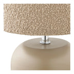 Lampe de table bouclée beige avec base taupe en métal mat, H24 cm