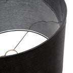 Abat-jour cylindrique noir en coton avec cadre métallique pour lampe de table en teck