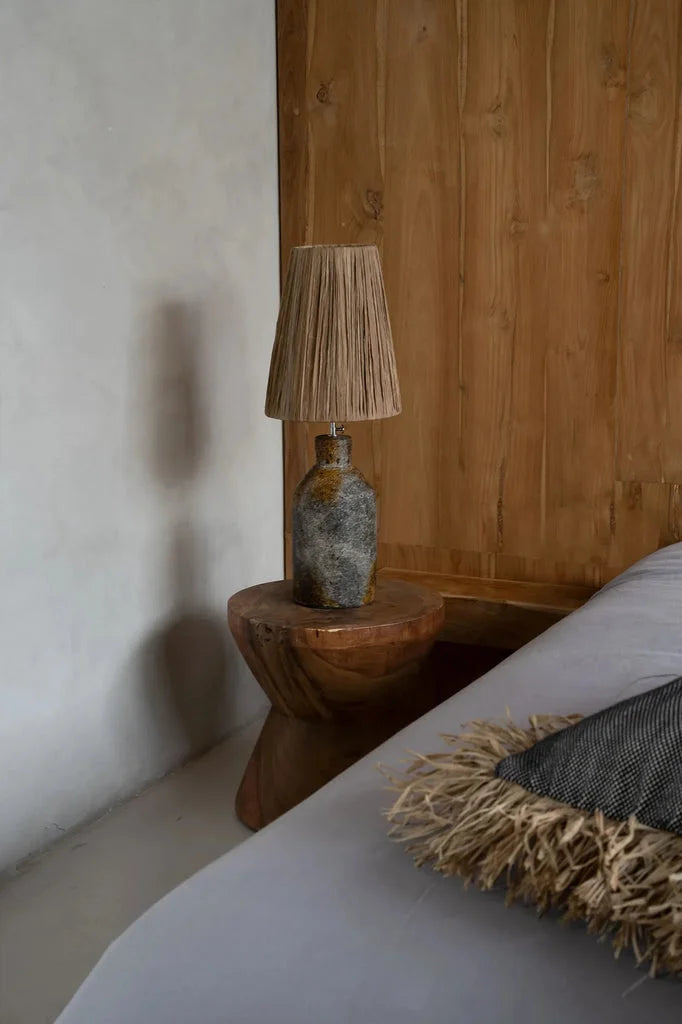 Lampe de table rustique La lampe de table Ithaka Gris antique naturel