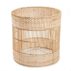 Panier rond en rotin tissé pour la lampe de table Kiska Blanc Naturel