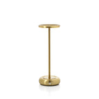 Lampe de table minimaliste en métal laiton, tige cylindrique, tête disque, H27 cm