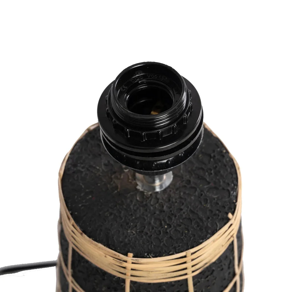 Base de lampe noire avec accents tissés pour La lampe de table Naxos - Noir Naturel