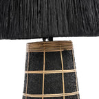 Lampe de table noire texturée avec abat-jour en raffia La lampe de table Naxos Noir Naturel