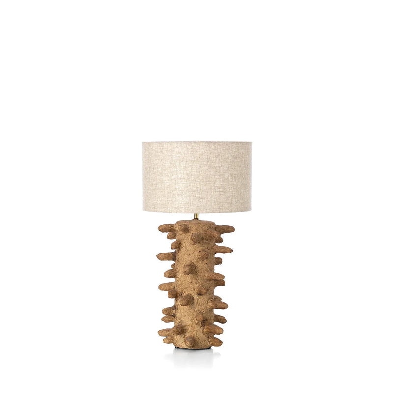 Lampe de table organique papier mâché picots beige pour bureau – H41 cm - M
