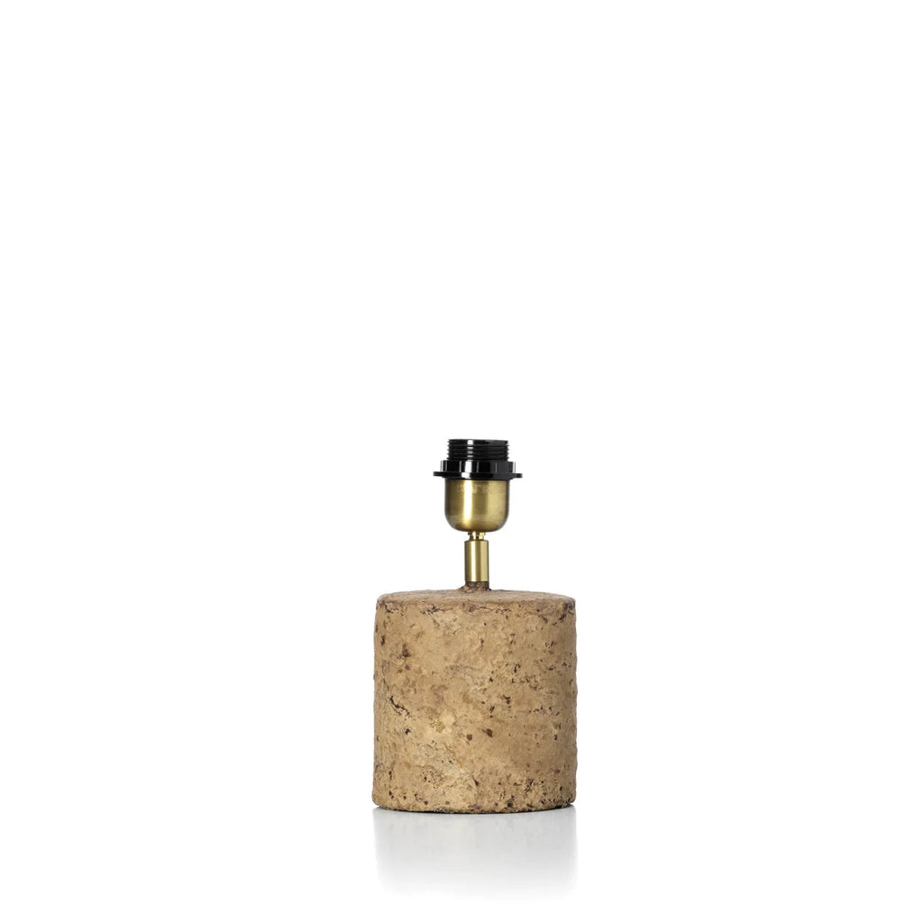 Base cylindrique en liège de lampe de table avec tige laiton et douille noire