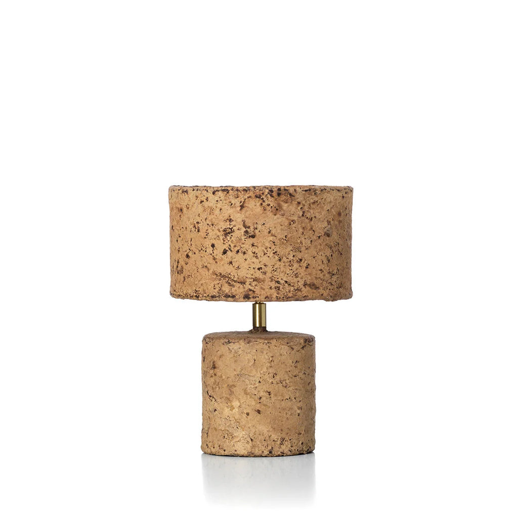 Lampe de table rustique en liège beige, lumière douce pour chambre
