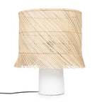 Lampe de table en rotin blanc naturel avec abat-jour tissé pour décoration intérieure