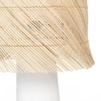 Lampe de table en rotin naturel blanc avec abat-jour tissé en paille
