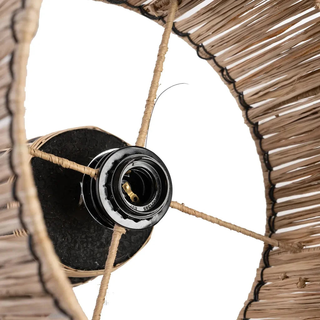 Abat-jour en tissu tissé avec douille pour lampe de table Skiathos Noir naturel