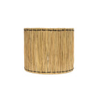 Abat-jour cylindrique en paille tissée pour lampe de table en terre cuite et herbe blanc naturel