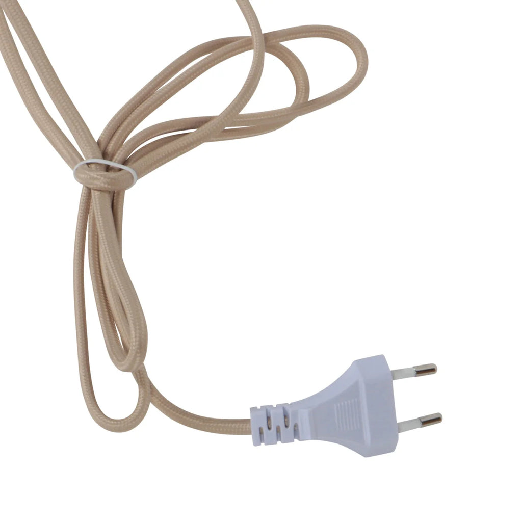 Cordon d’alimentation beige avec prise biprise gris clair pour lampe travertin H34 cm