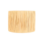 Lampe de table beige en travertin et fibres naturelles tissées, H34 cm