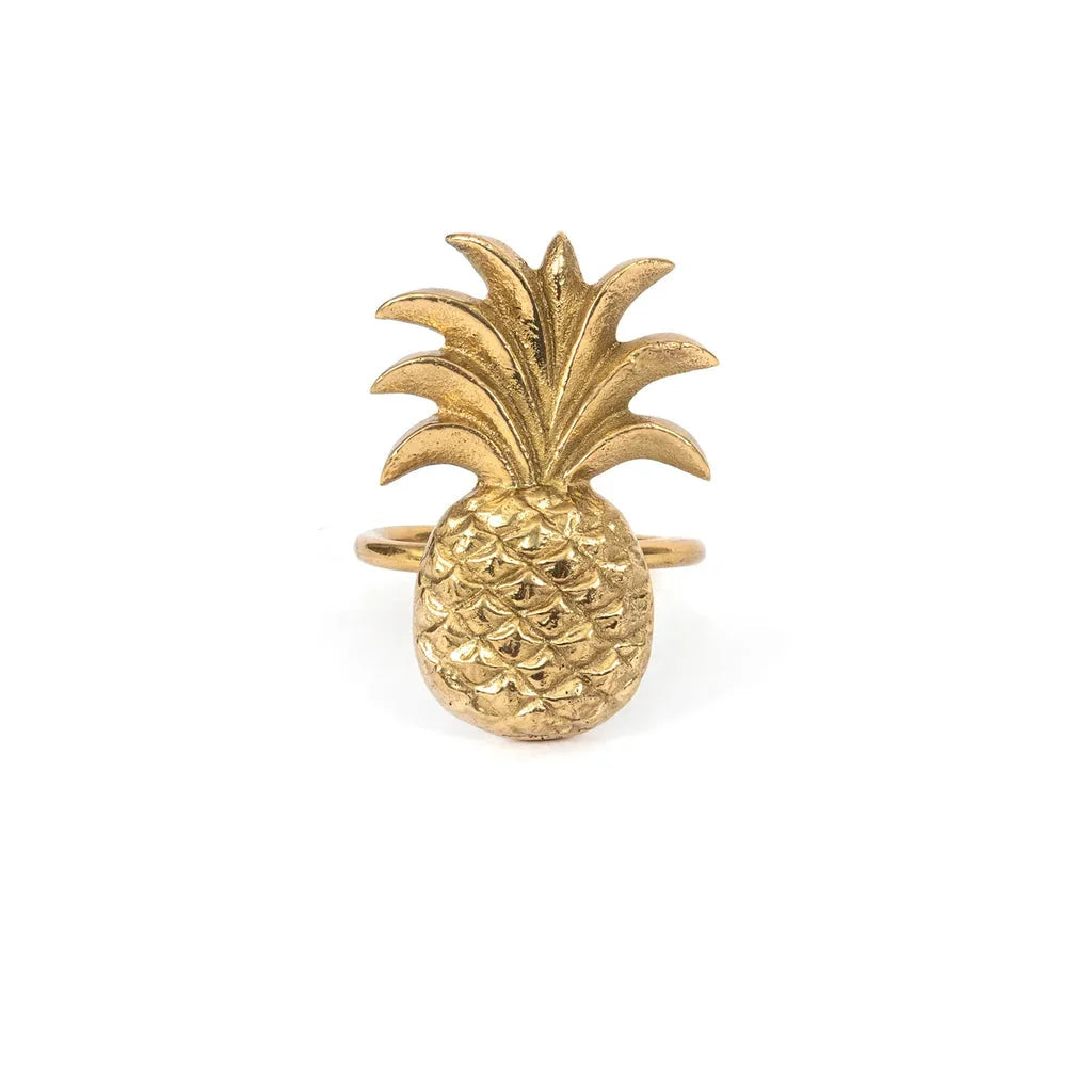 Pèlerine en or en forme d’ananas, anneau de serviette élégante et sophistiquée