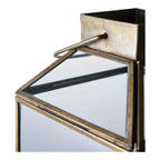 Lanterne en métal doré vieilli avec verre transparent, hauteur 35 cm