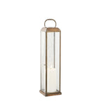 Lanterne en métal vieilli et verre strié avec anse, H49 cm