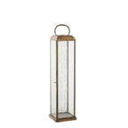 Lanterne en métal vieilli et verre strié avec anse – H49 cm