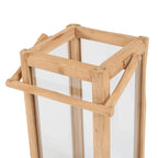 Lanterne rectangulaire en bois de teck recyclé avec poignée – H60 cm