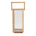 Lanterne rectangulaire en bois de teck recyclé avec poignée – H60 cm