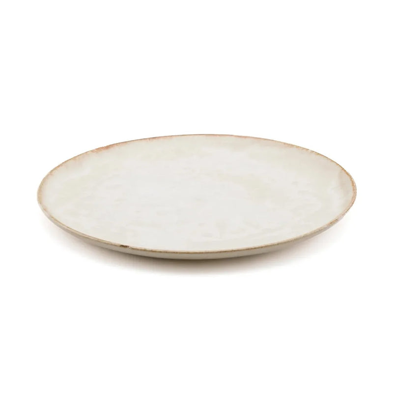 Assiettes à salade en céramique blanche mate avec bord artisanal – Set de 6