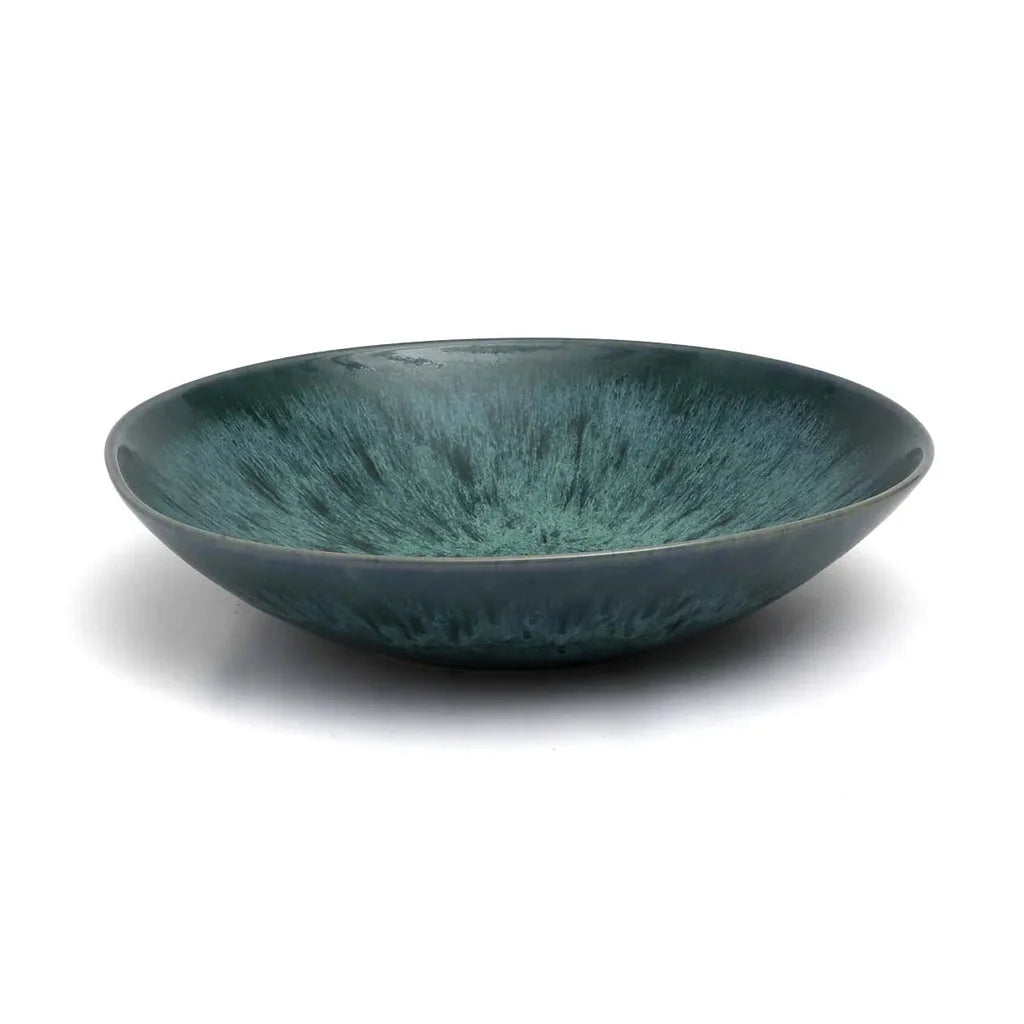 Bol en céramique rond et teal de L’assiette de pâtes Aqua - Ensemble de 4