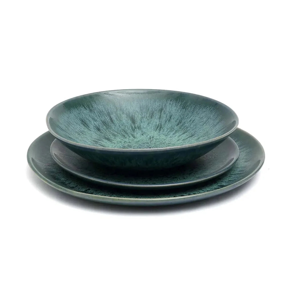 Set de vaisselle en céramique verte L’assiette de pâtes Aqua – ensemble de 4