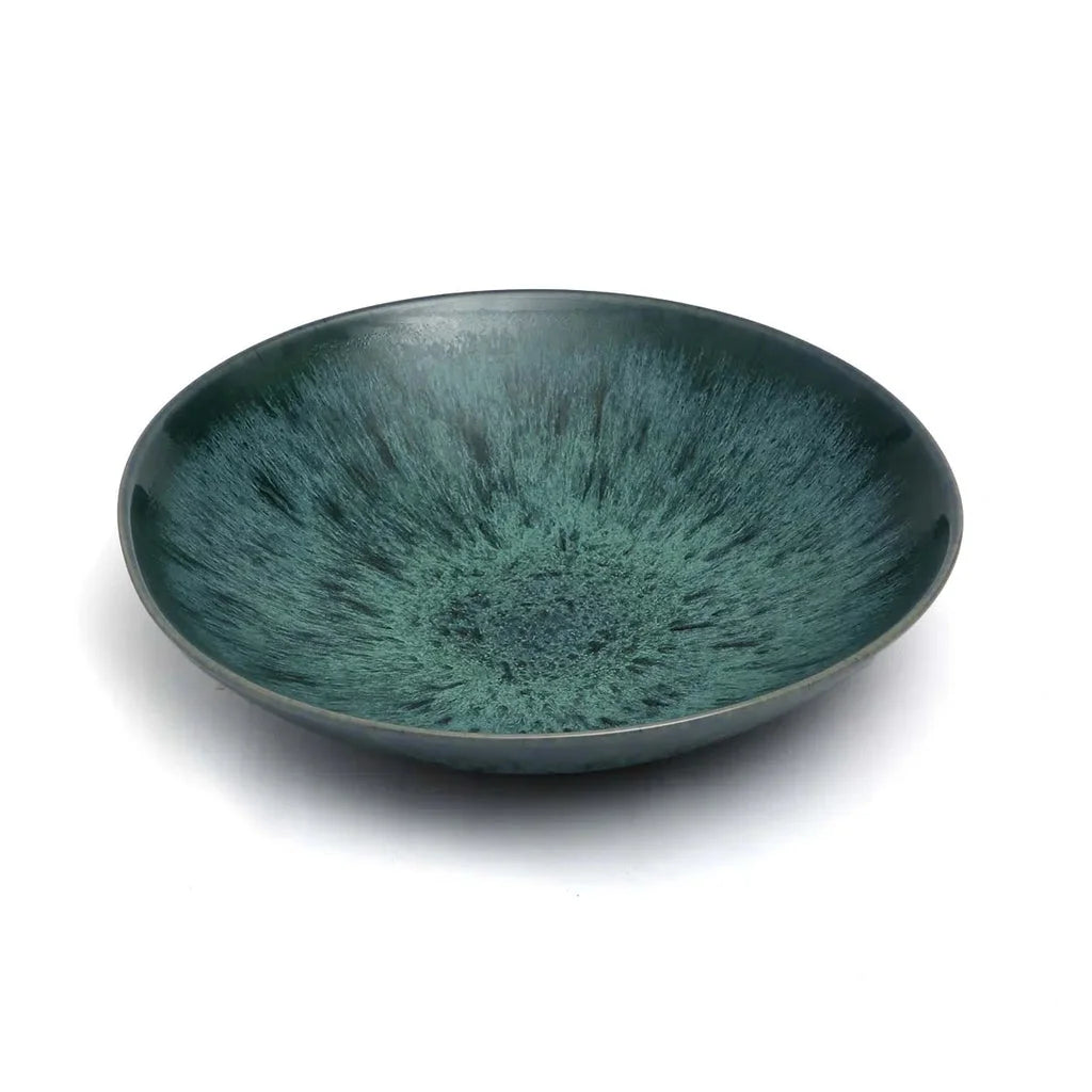 Bol en céramique vert et bleu glacé pour L’assiette de pâtes Aqua ensemble de 4