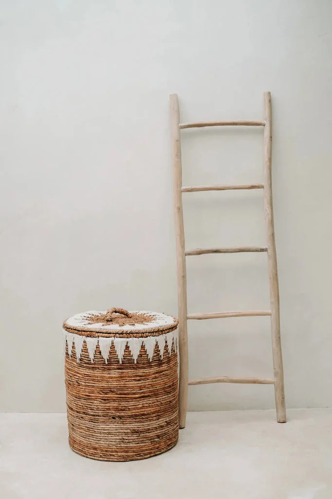 Panier en osier avec couvercle pour le produit L’échelle de Tulum Naturelle 165