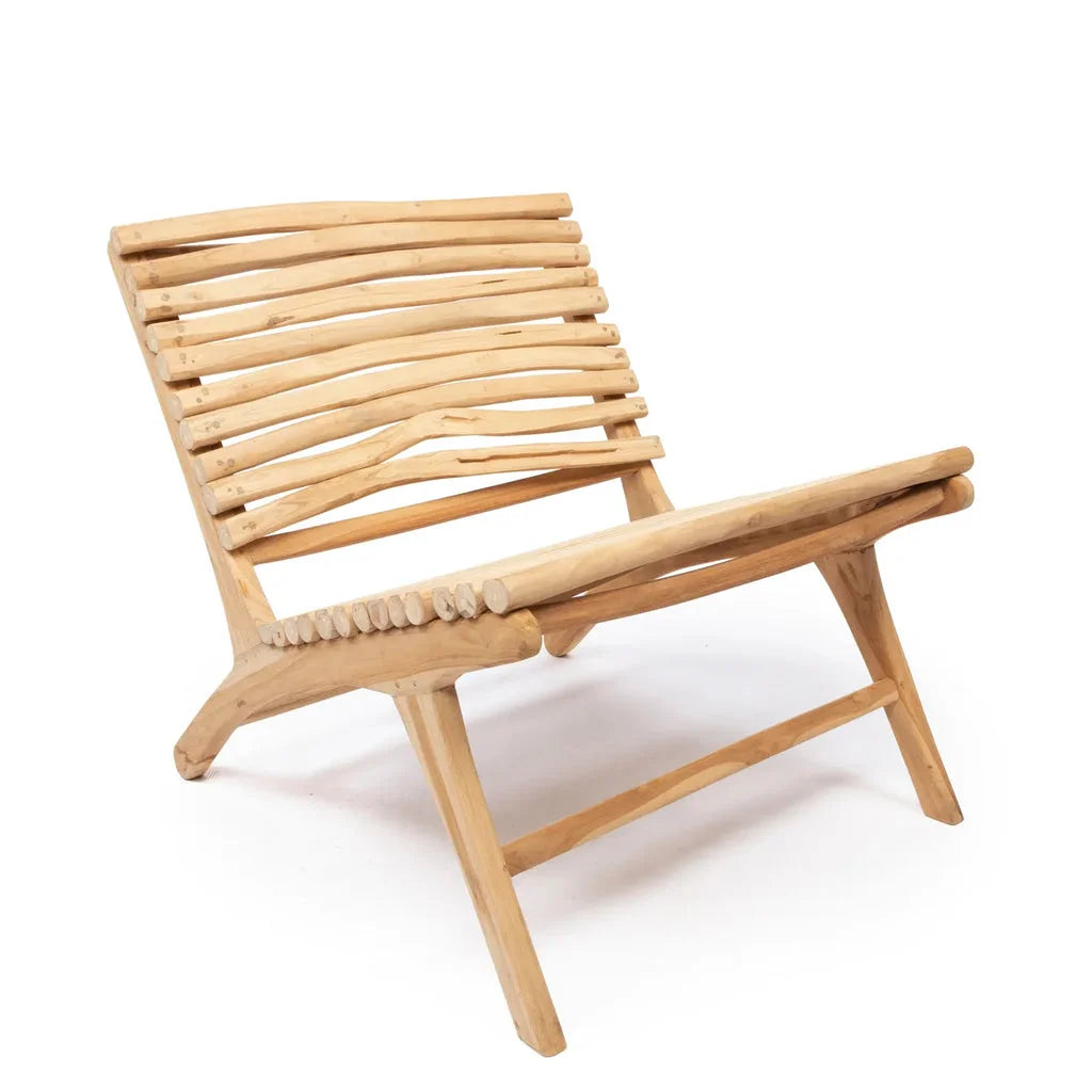 Chaise longue en lattes de bois LIslander Naturel pour relaxation élégante