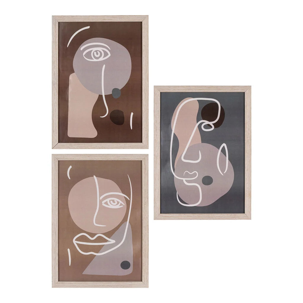 Lot de 3 cadres en MDF et verre finition naturelle