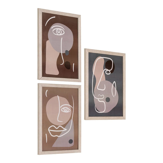 Lot de 3 cadres en MDF et verre finition naturelle