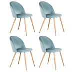 Lot de 4 chaises modernes bleues claires sur fond blanc