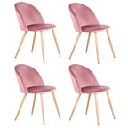 Lot de 4 chaises modernes roses sur fond blanc