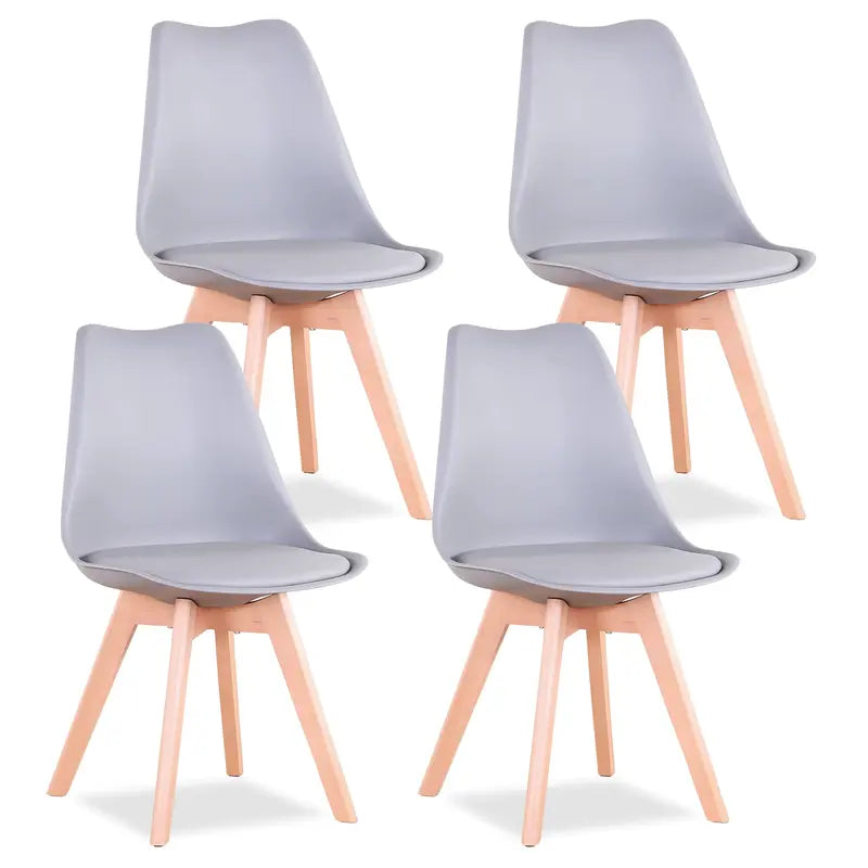 Lot de 4 chaises scandinaves grises sur fond blanc
