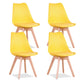 Lot de 4 chaises scandinaves jaunes sur fond blanc