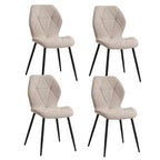 Lot de 4 chaises en tissu blanc avec pieds en métal noir, style moderne.