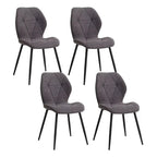 Lot de 4 chaises en tissu gris avec piètement noir, idéales pour une salle à manger moderne.