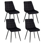 Lot de 4 chaises en velours avec pieds en métal noir