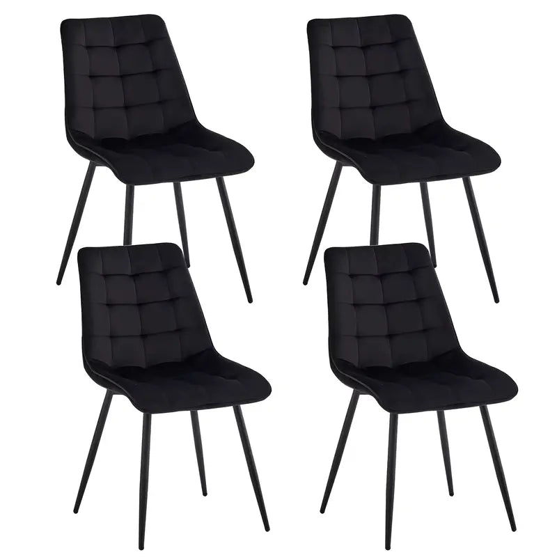 Lot de 4 chaises en velours avec pieds en métal noir