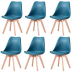 Lot de 6 chaises scandinaves bleues sur fond blanc